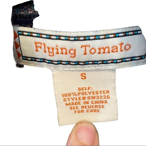 Flying Tomato retro bohemian Aztec print fringed open front cardigan size small - Picture 2 of 6